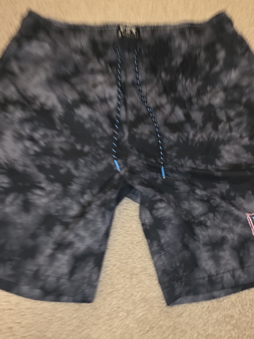 Billabong Recycler Mens Swim Shorts Tie Dye Drawstring Back Pocket Black Gray M